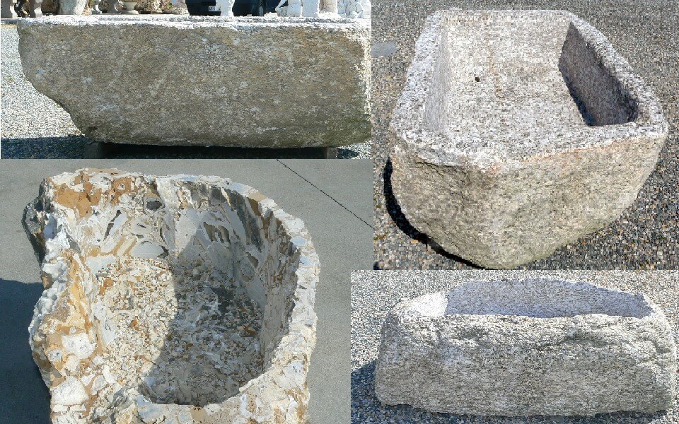 Coppia Di Urne Classiche In Pietra Fusa Scanalate - Fioriere Da Esterno Grigio Antico - Elizabeth & Stevens